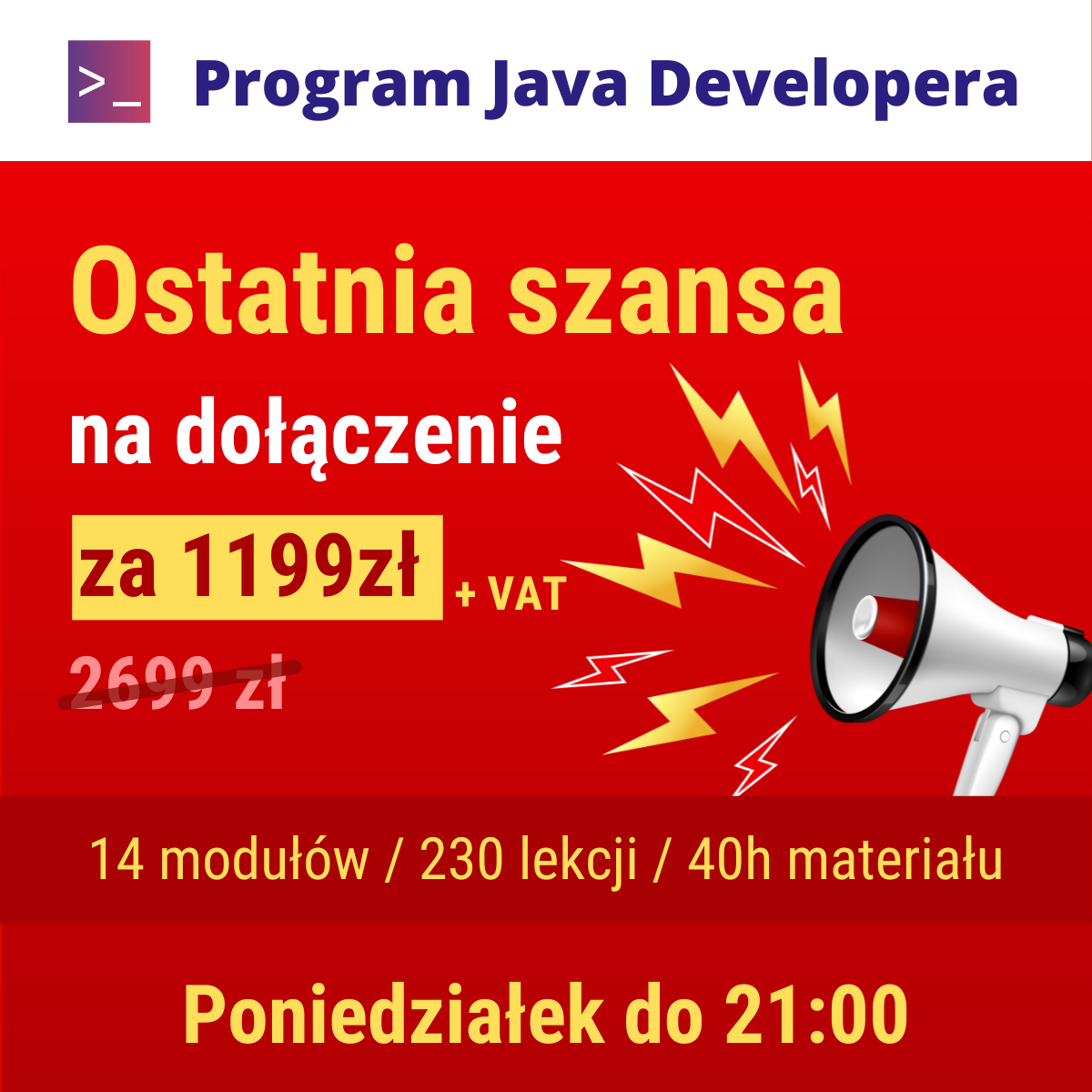 Dziś o 21:00 koniec sprzedaży III edycji Programu Java Developer